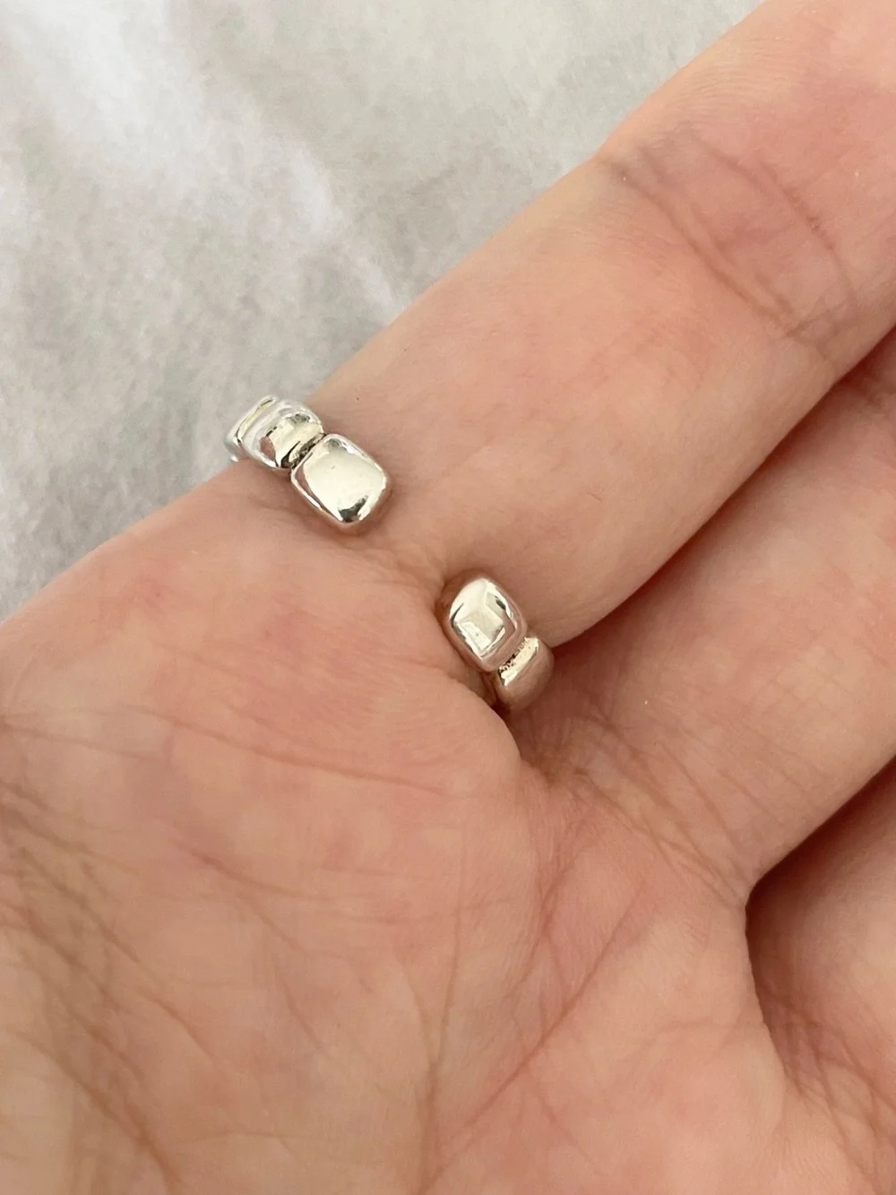 VenusFree S925 Minimalist Silver Tile Band Ring | Geometric Stack Ring